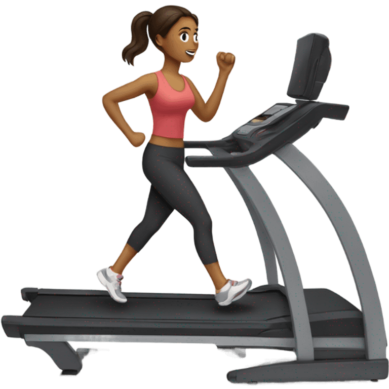 Brunette walking on treadmill  emoji