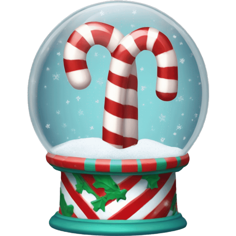 Candy cane snow globe emoji