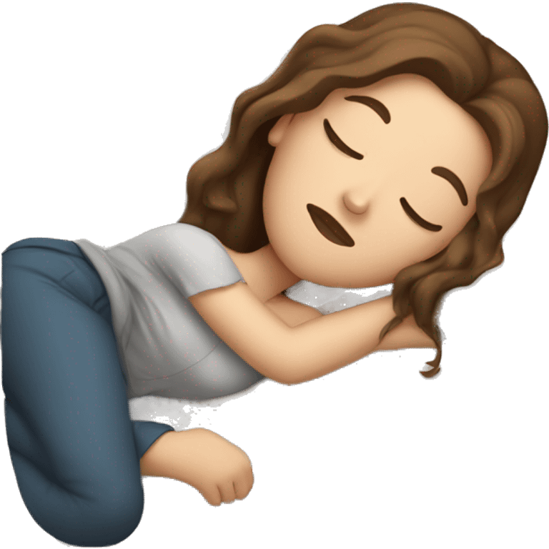 white girl sleeping with brown hair emoji