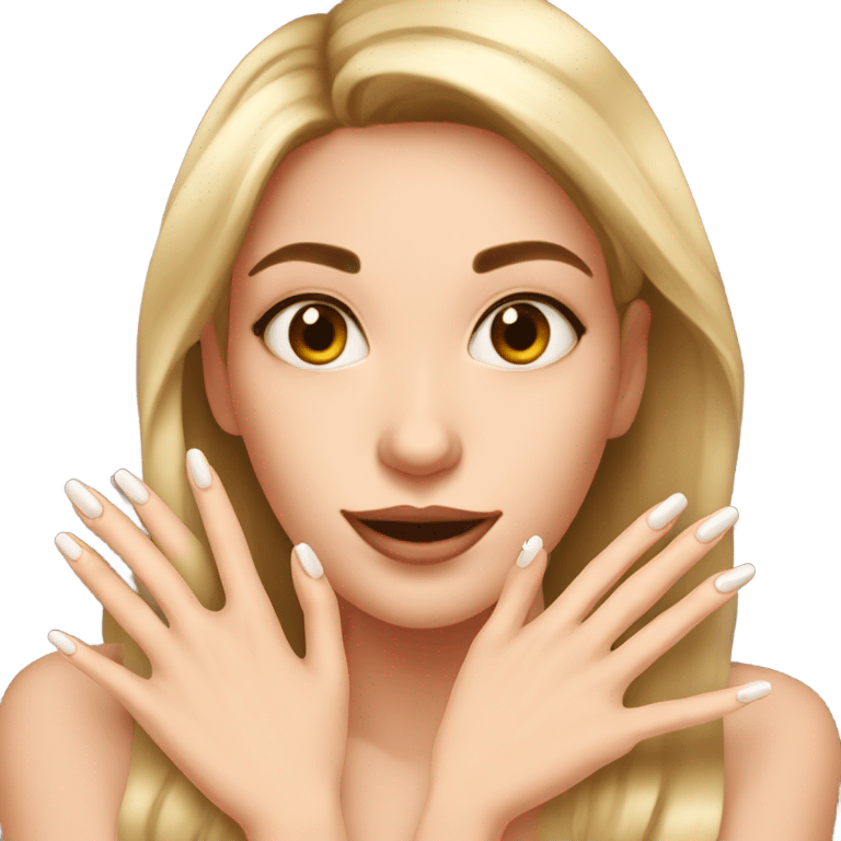 Girl showing long almond nails emoji