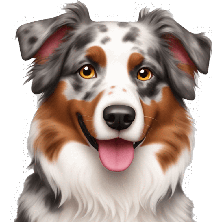 Red Merle Australian shepherd female dog with a pink nose emoji