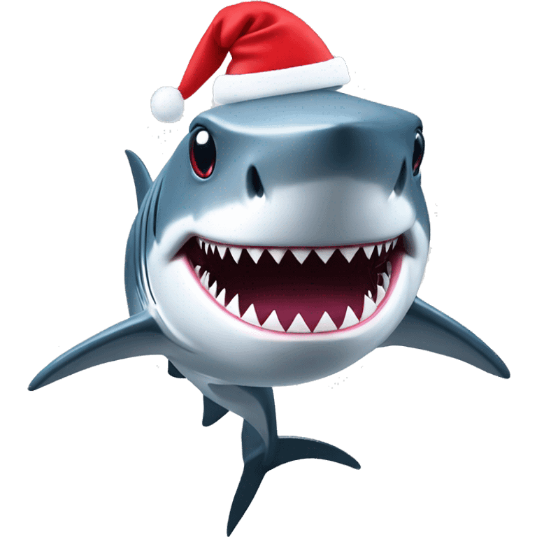 Shark with Christmas hat emoji