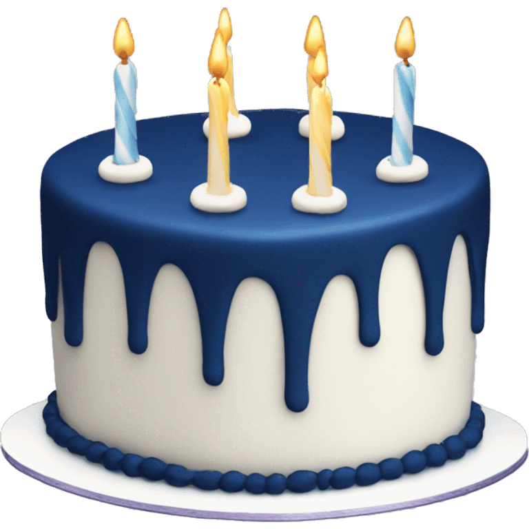 Navy Blue and white birthday cake emoji