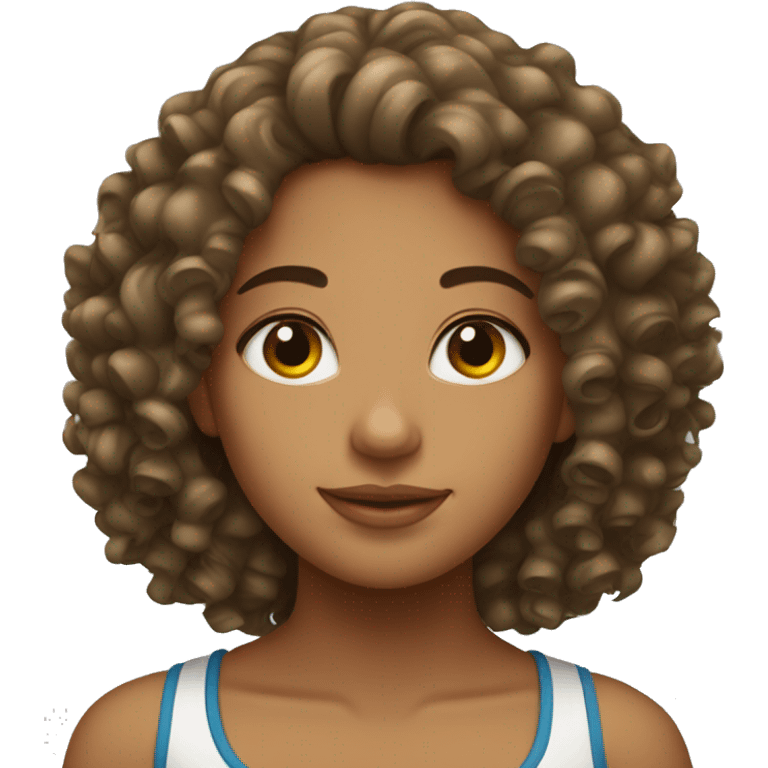 A girl with curly hair and Dominican emoji