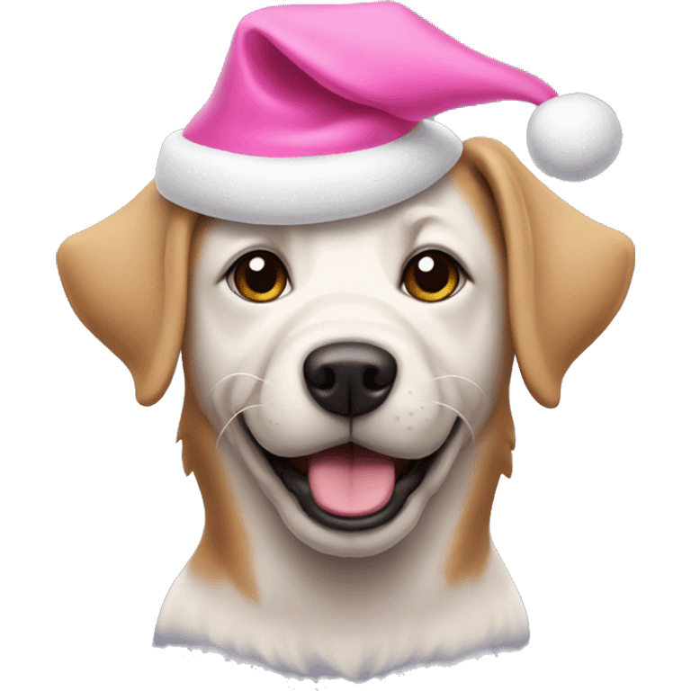 dog with a pink santa hat emoji