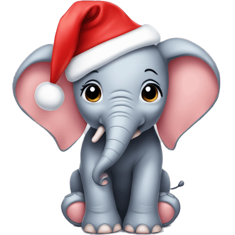 Baby elephant wearing a Christmas hat emoji