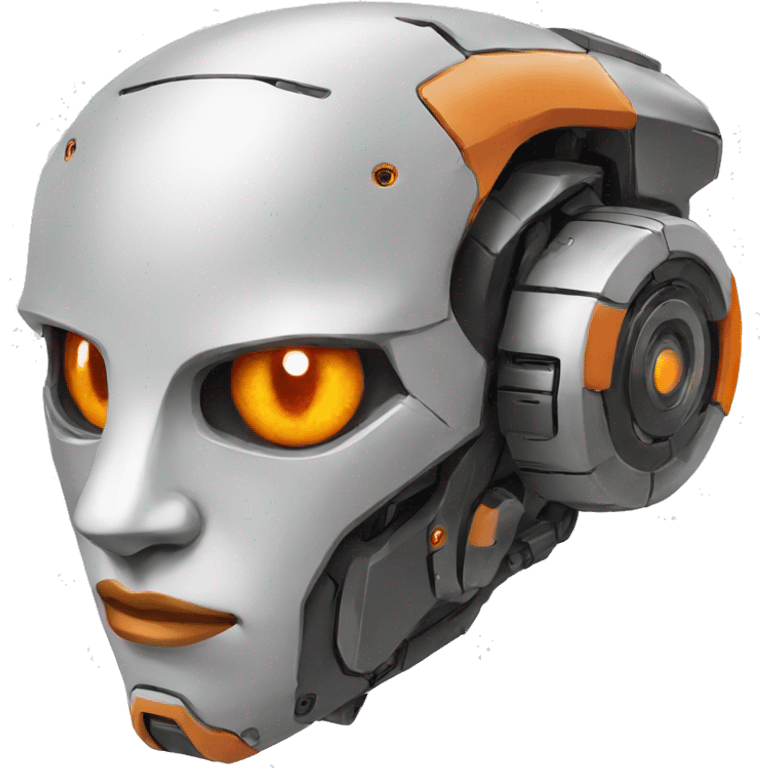 Robot face side view with orange eyes  emoji