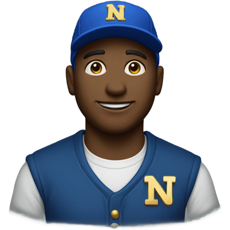 Man wearing blue cap that says ND in gold  emoji