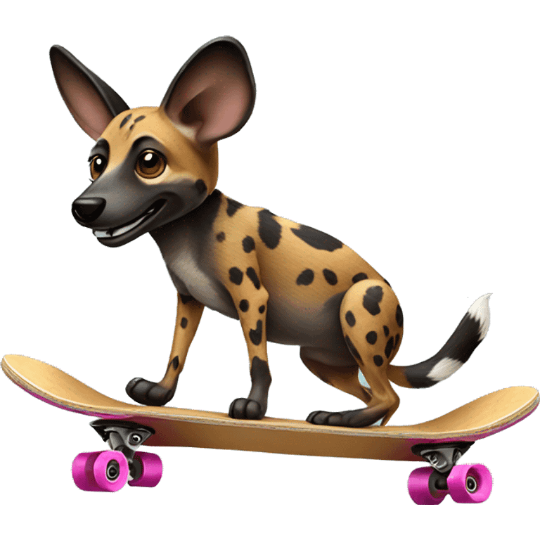 African wild dog on a skateboard emoji