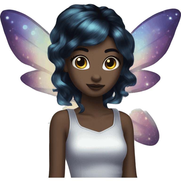 Iridescent fairy flying twinkle punk black hair dark makeup emoji