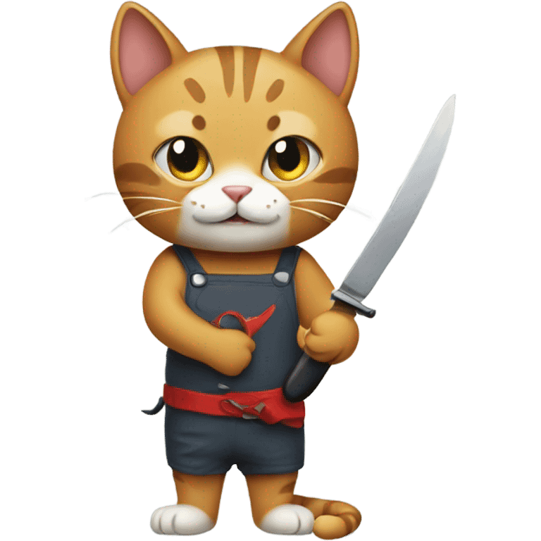 Cat holding knife emoji