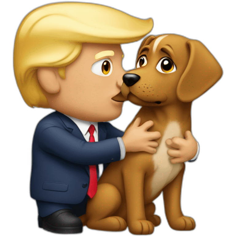 trump kissing a dog emoji