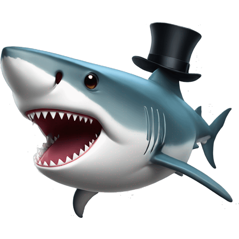 Shark with a top hat emoji