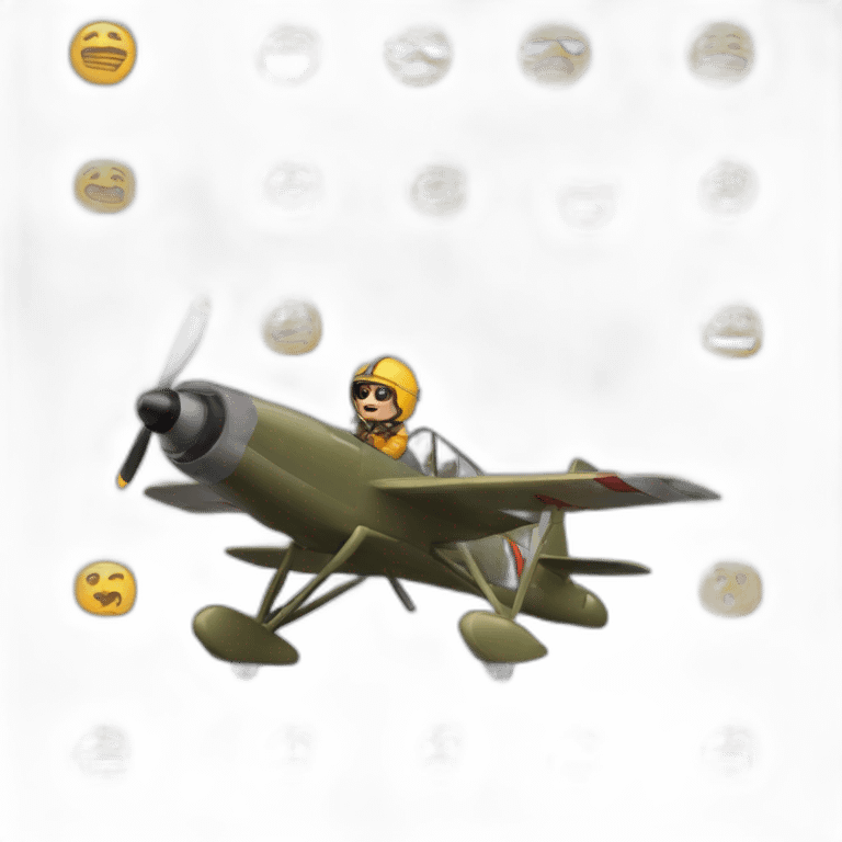 Pilote de chasse qui ne sourit pas avec un masque emoji