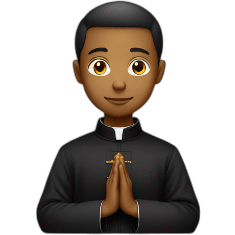 Young Priest in prayer wearing black cassock emoji