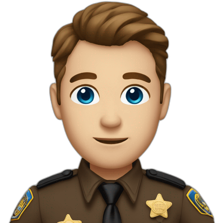 Deputy sheriff with Brown hair and blue eyes emoji