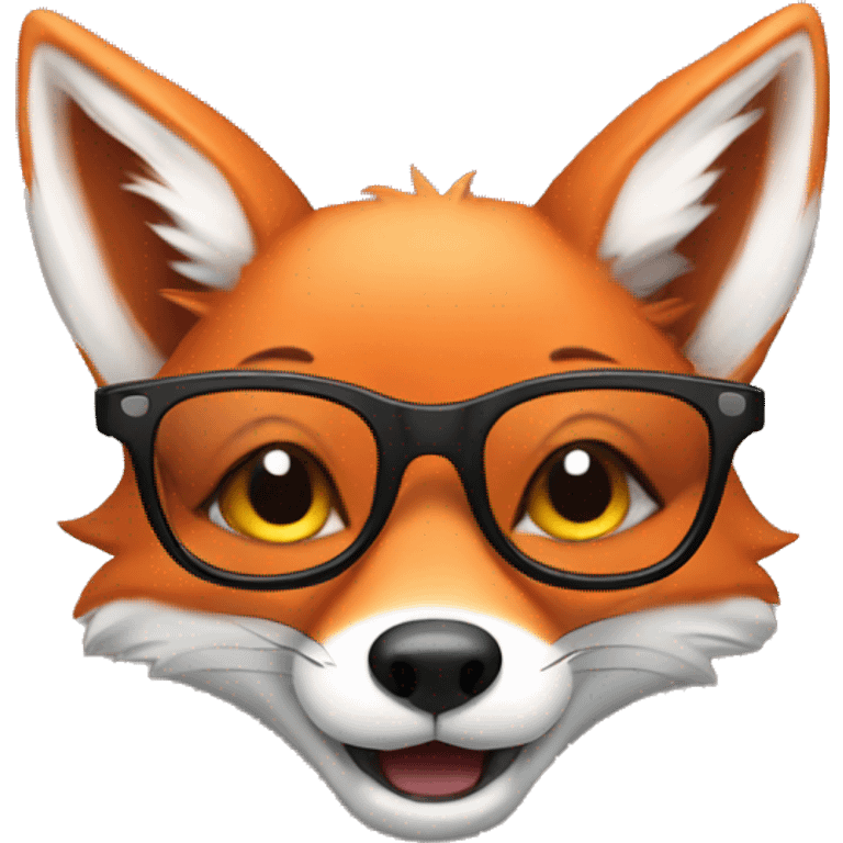 A cheerful fox in glasses emoji