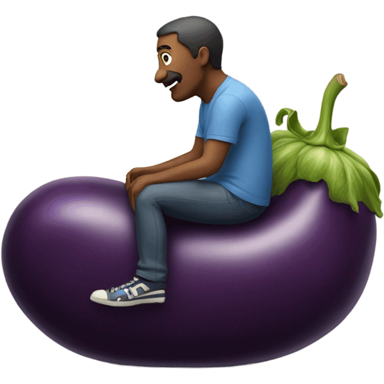 Guy riding a eggplant like a bike emoji