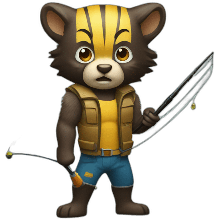 Wolverine with a fishing rod emoji