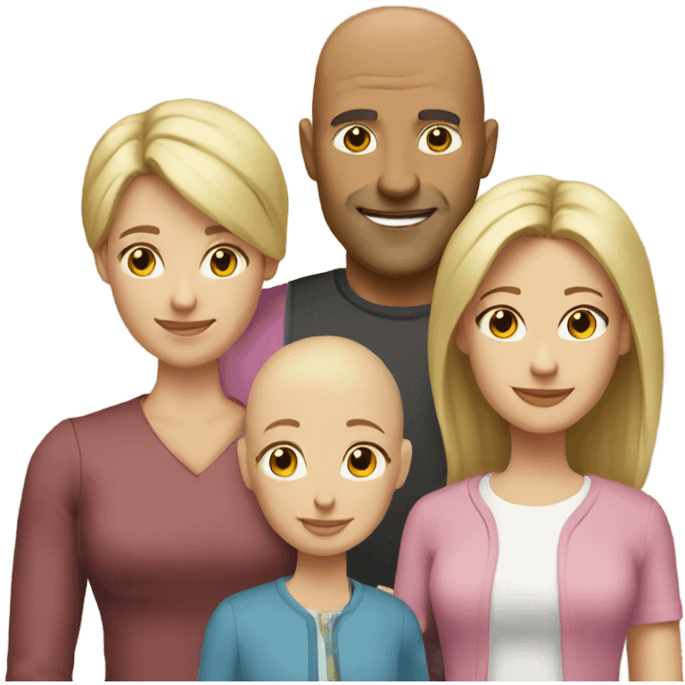 family bald father  blond daughter  brown hair mother emoji