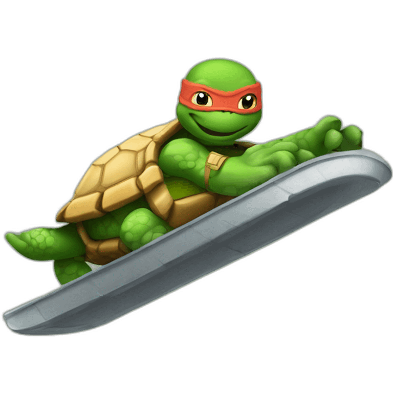 Tortues ninja qui fait de la luge emoji