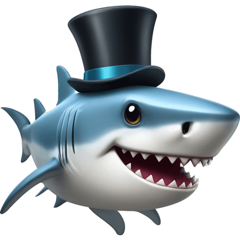 Shark with a top hat emoji