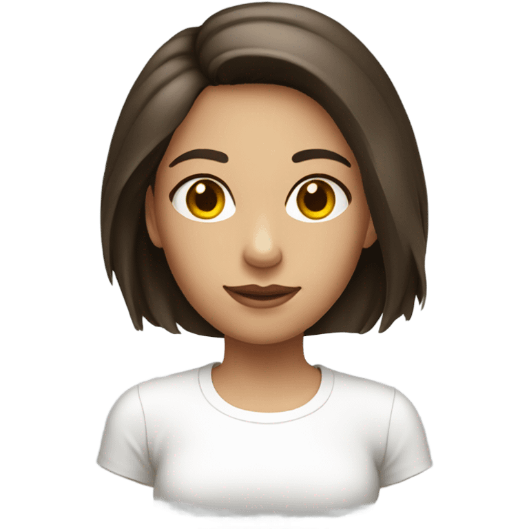 Brunette white girl in white t-shirt emoji