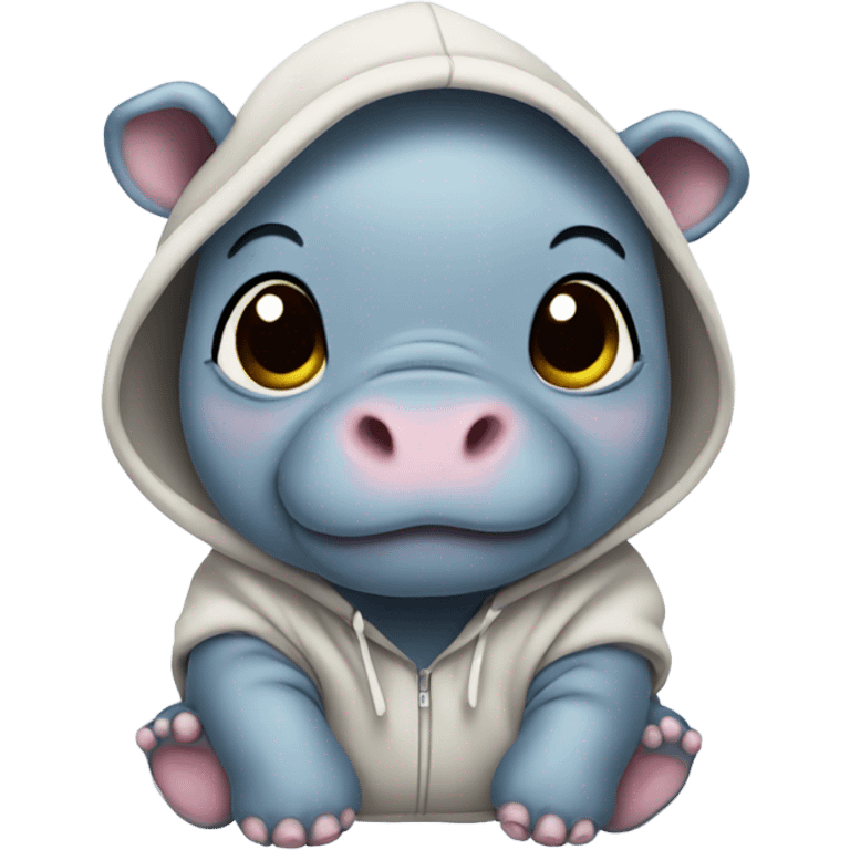 cute baby hippo wearing hoodie emoji