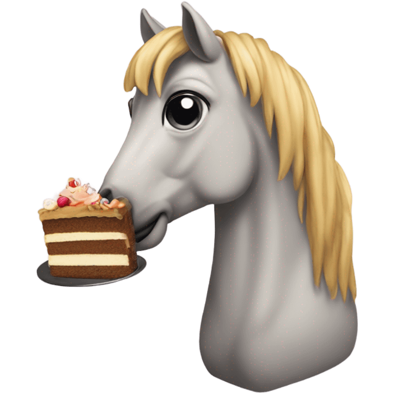 Horse eating cake emoji