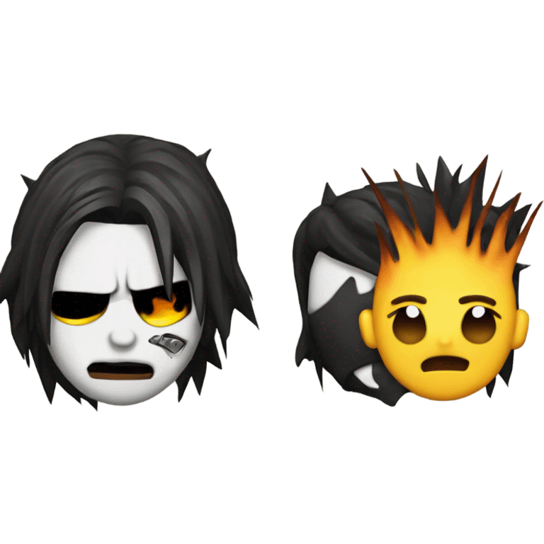 punk emoji, hardcore rock face emoji with hands, leather jacket emoji