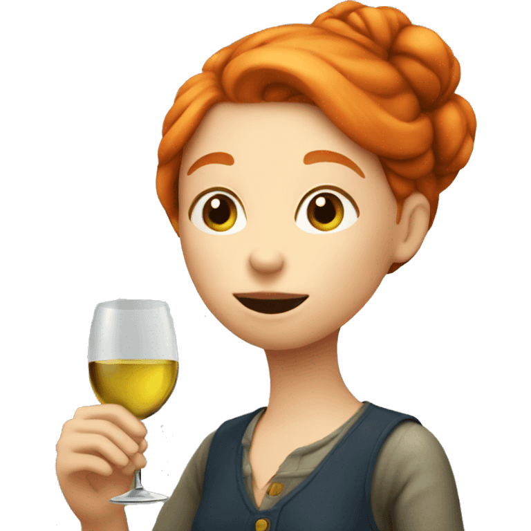 Ginger girl drinking wine emoji