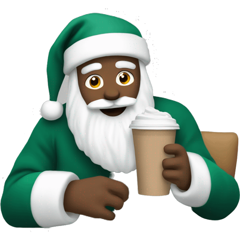 White Santa drinking Starbucks  emoji