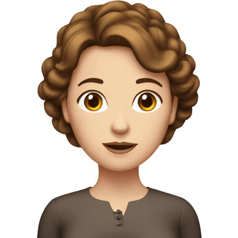 A lady with brown hair with a double chin emoji