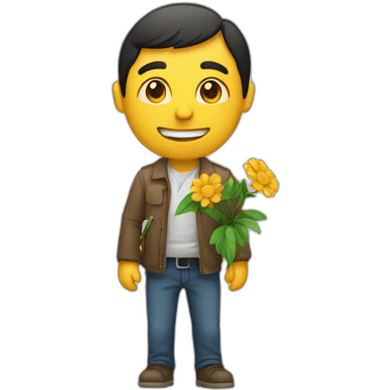 A man with a flower emoji