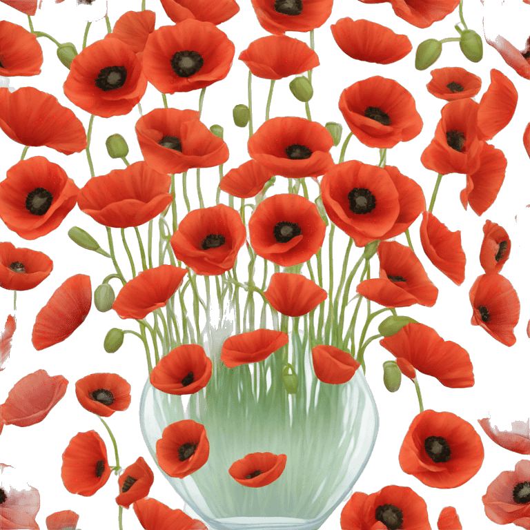 10000000 Poppies in a clear glass vase emoji