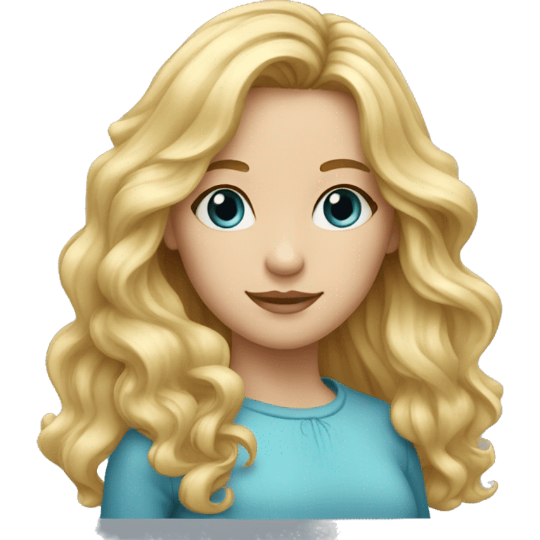 a girl with long wavy blonde hair blue eyes headshot emoji