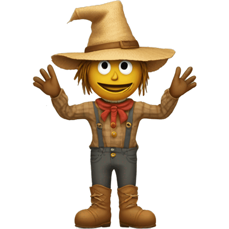 Scarecrow pointing fingers in different directions with arms crossed emoji