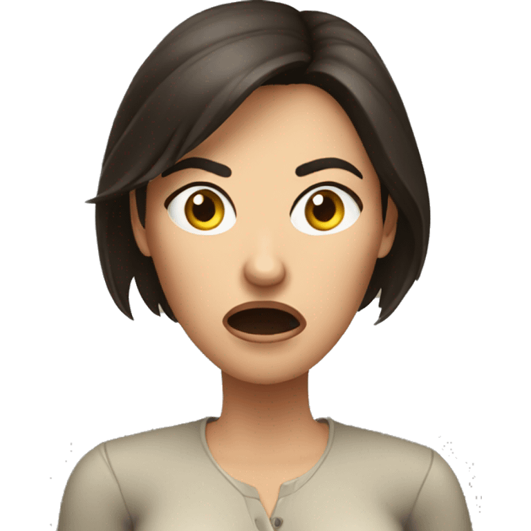 Brunette angry Woman talking on cell phone emoji