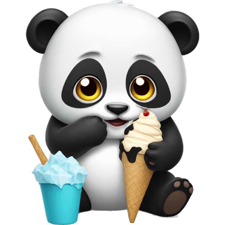 Panda eating ice cream emoji