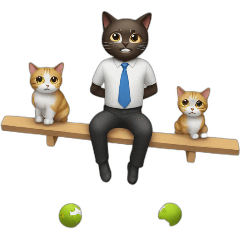 high definition, a seesaw with a cat man and a Earth on each side emoji