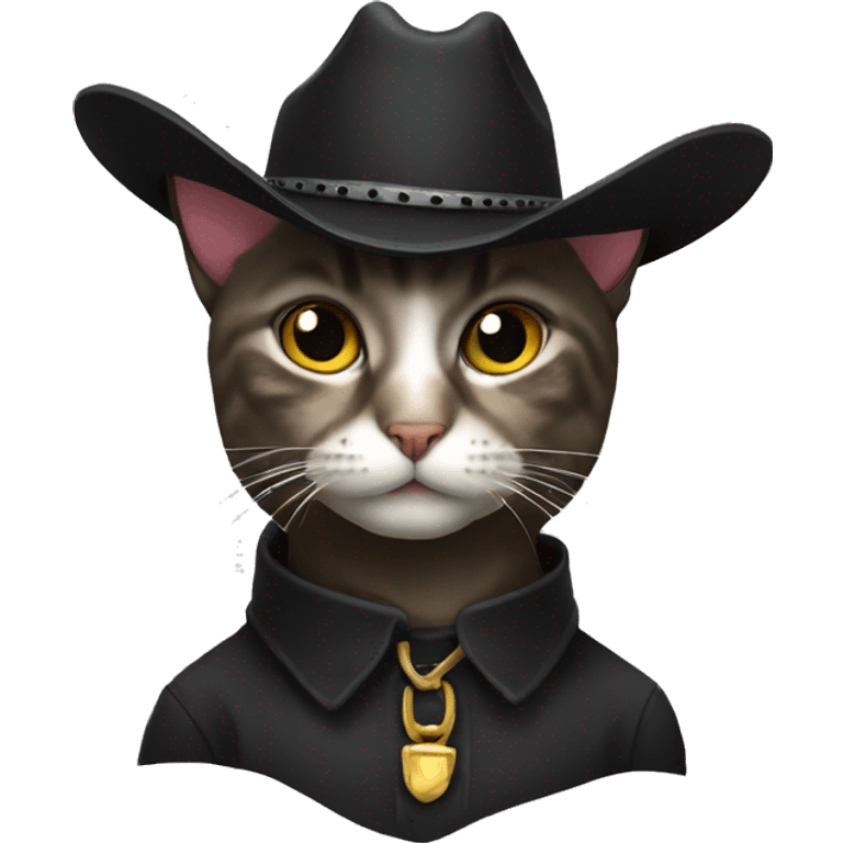 Cat wearing a black cowboy hat emoji