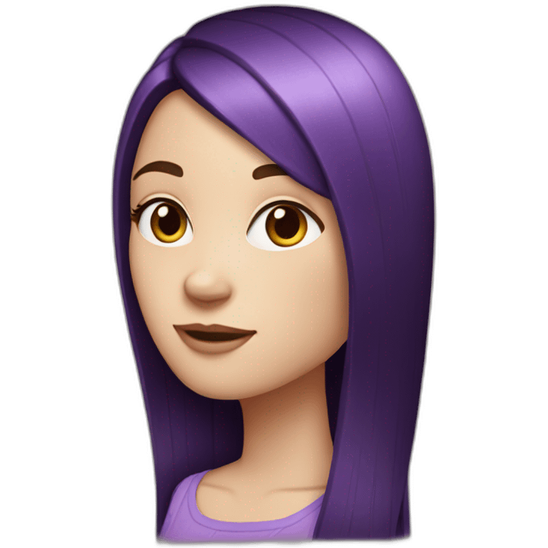 White girl with long straight black and purple hair emoji