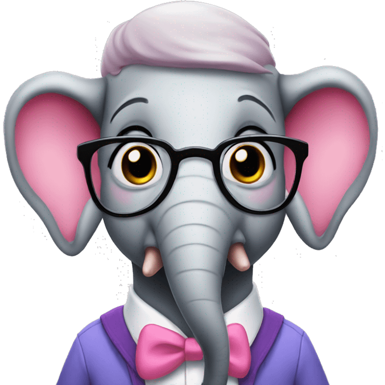 pink nerd elephant emoji