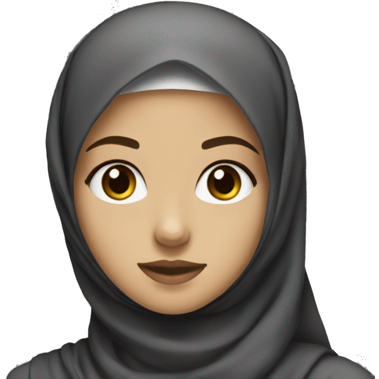 A Girl with hijab but neck showing and dark black Eyes and hijab black emoji