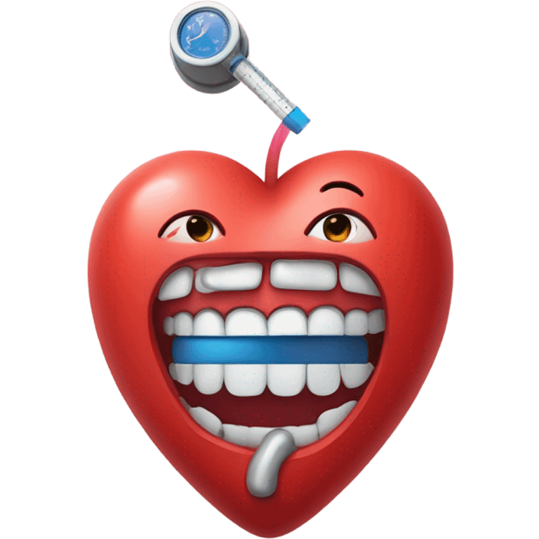 Heart with muscles and thermometer in mouth  emoji