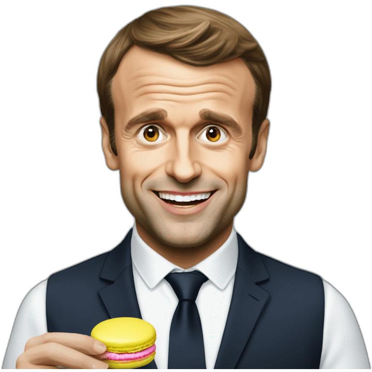 Emmanuel Macron eating a macaron  emoji