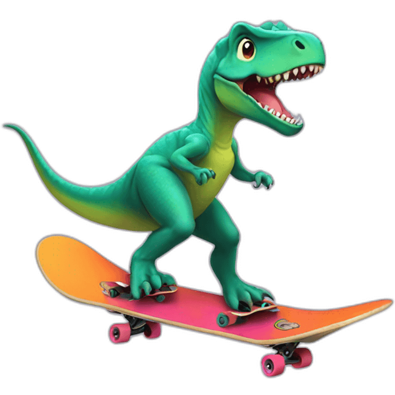 dino skateboarding emoji