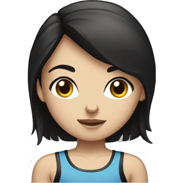 Dark-haired boxer girl with blue eyes emoji