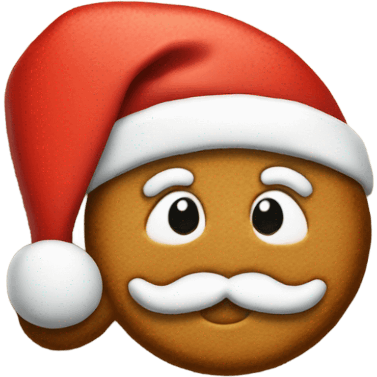 Gingerbread cookie with Santa hat emoji