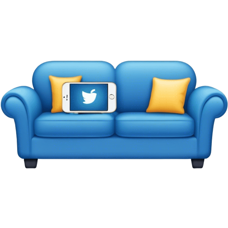 an iPhone on a blue couch emoji